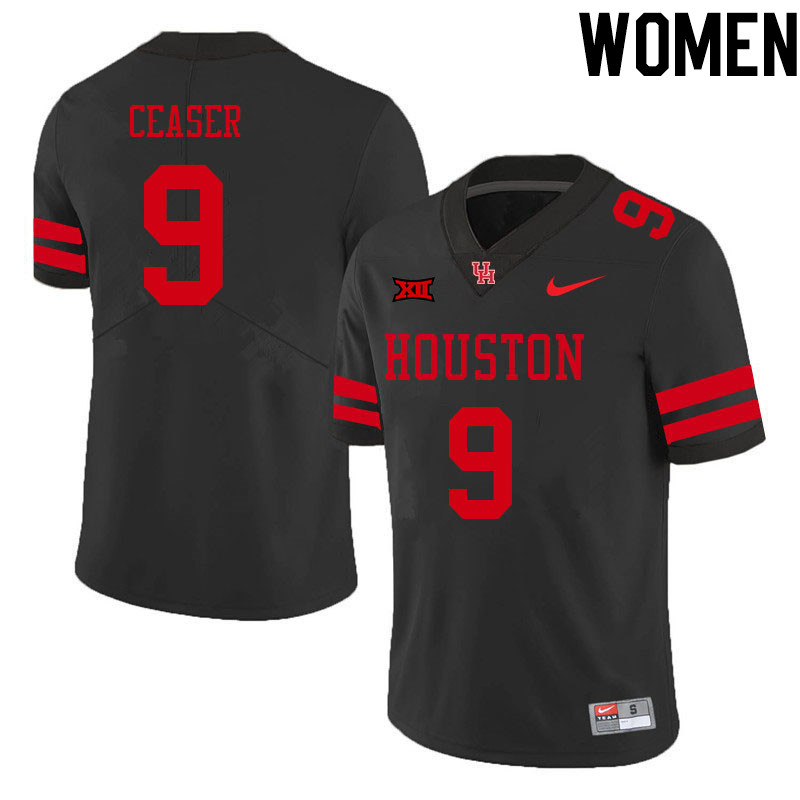 Women #9 Nelson Ceaser Houston Cougars College Big 12 Conference Football Jerseys Sale-Black - Click Image to Close